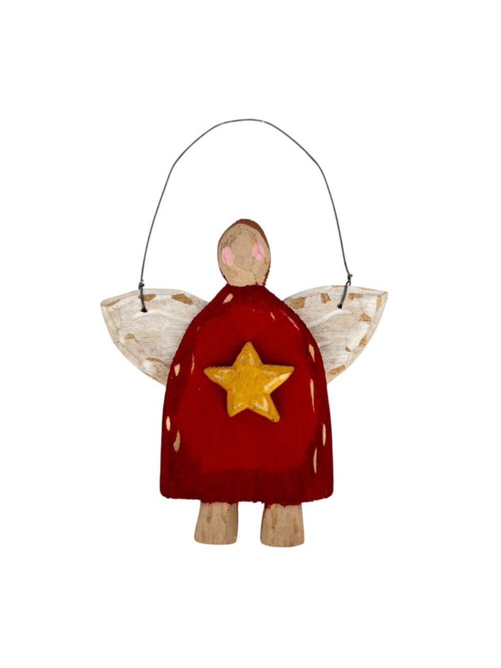 Ilona Steelhammer Handpainted Wooden Angel Ornament Star Design Red White